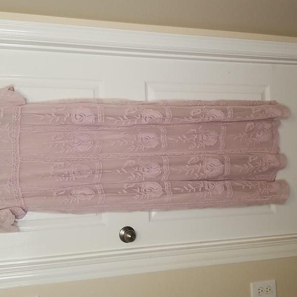 Tea N Rose Womens Shortsleeve Sheer Lined Lavender Maxi Dress - Picture 3 of 12